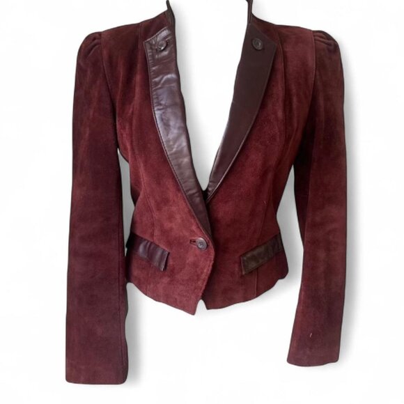 Red vintage Wilson’s leather jacket with suede detailing, - Picture 2 of 6